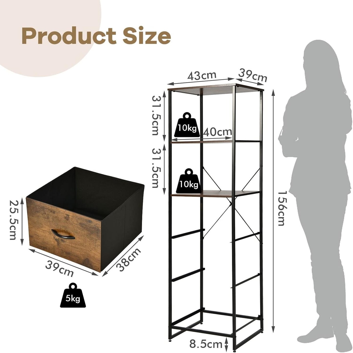 Giantex Living Drawing Bedroom Office Drawer Storage book case Shelf Rack