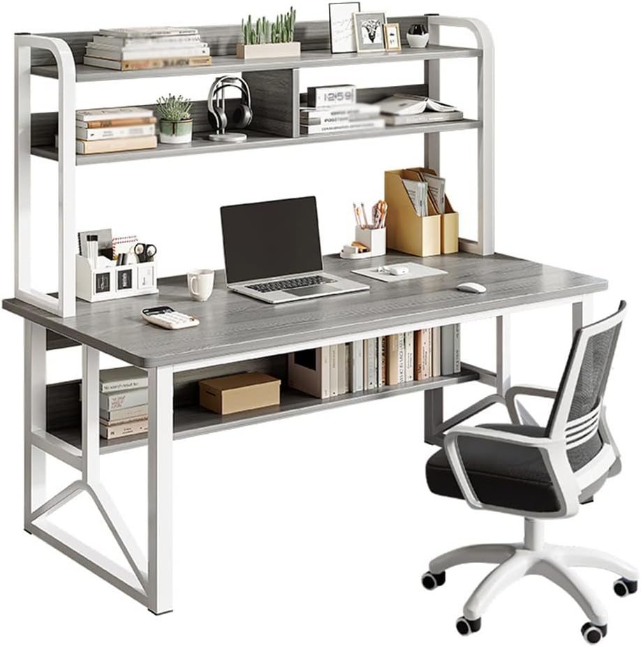 Liuzh Computer Desk Table Bookshelf Integrated Table