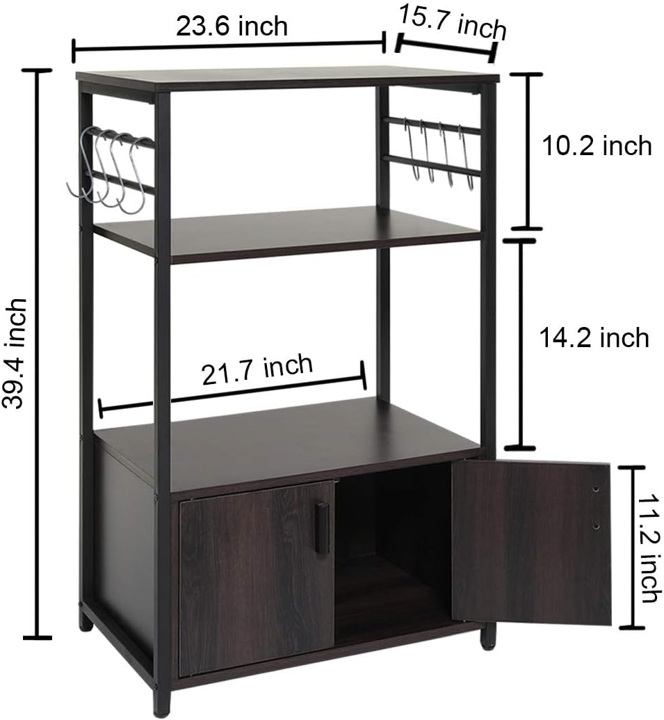 Iwell Living Dining Room Kitchen Microwave Stand Cabinet Utility Storage Shelf Rack