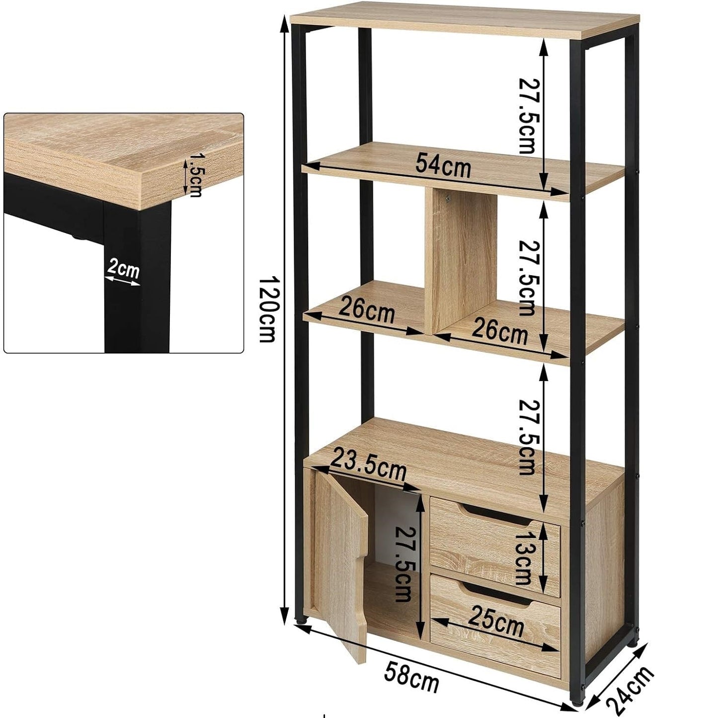 Woltu Kitchen Lounge Living Drawing Room book case Cabinet Storage Rack