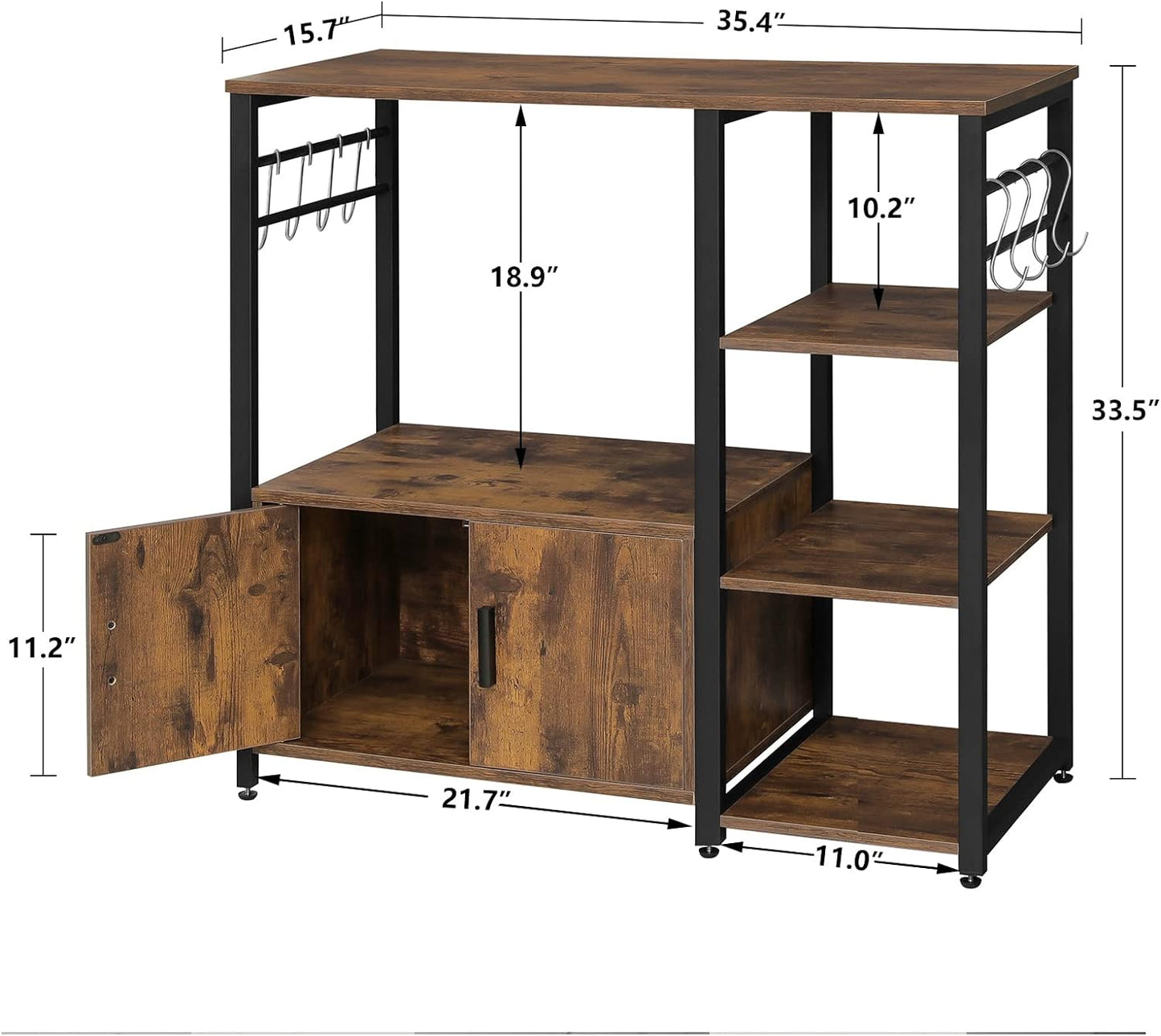 Iwell Living Dining Room Kitchen Microwave Stand Cabinet Utility Storage Shelf Rack