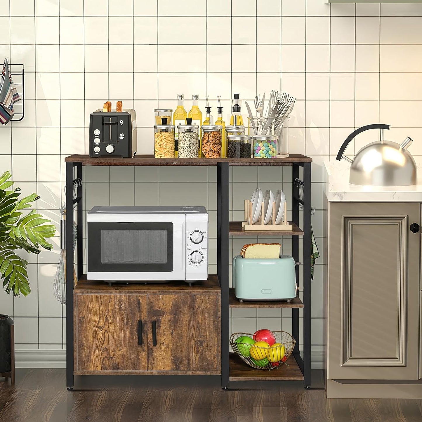 Iwell Living Dining Room Kitchen Microwave Stand Cabinet Utility Storage Shelf Rack