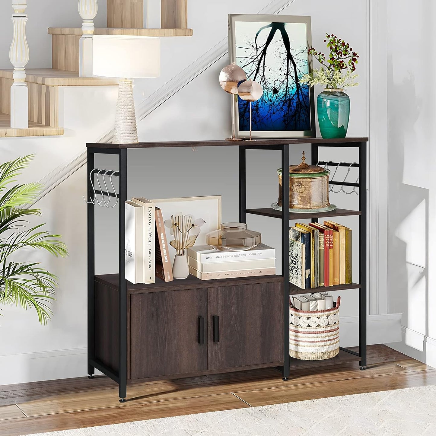 Iwell Living Dining Room Kitchen Microwave Stand Cabinet Utility Storage Shelf Rack