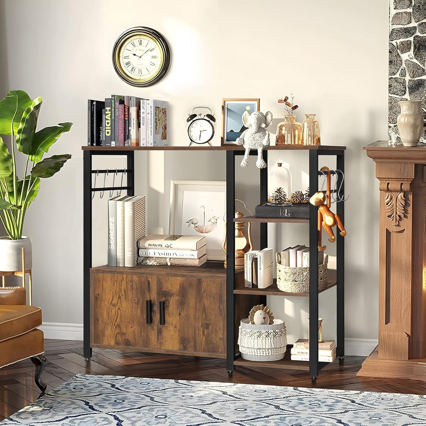 Iwell Living Dining Room Kitchen Microwave Stand Cabinet Utility Storage Shelf Rack