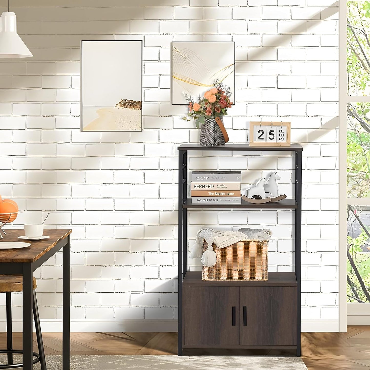Iwell Living Dining Room Kitchen Microwave Stand Cabinet Utility Storage Shelf Rack