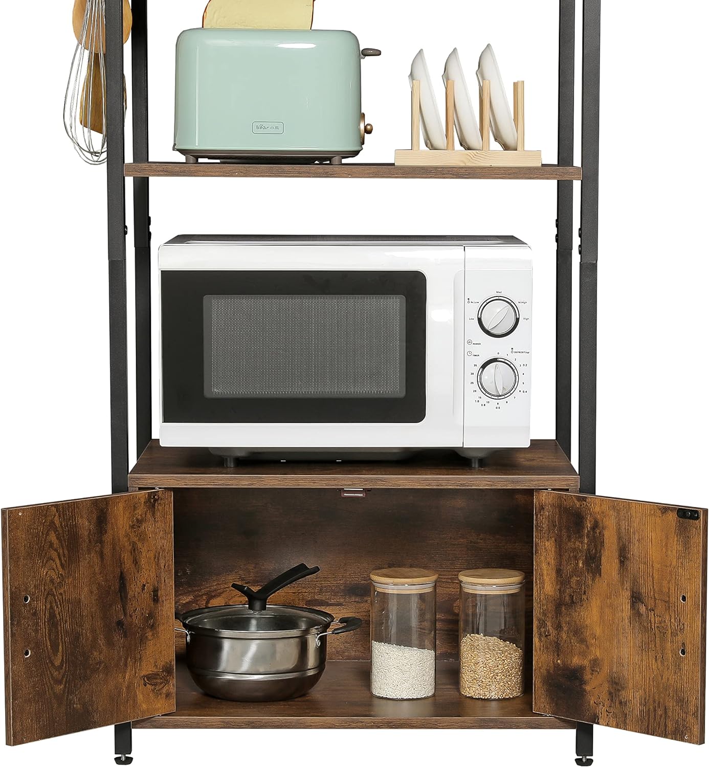 Iwell Living Dining Room Kitchen Microwave Stand Cabinet Utility Storage Shelf Rack