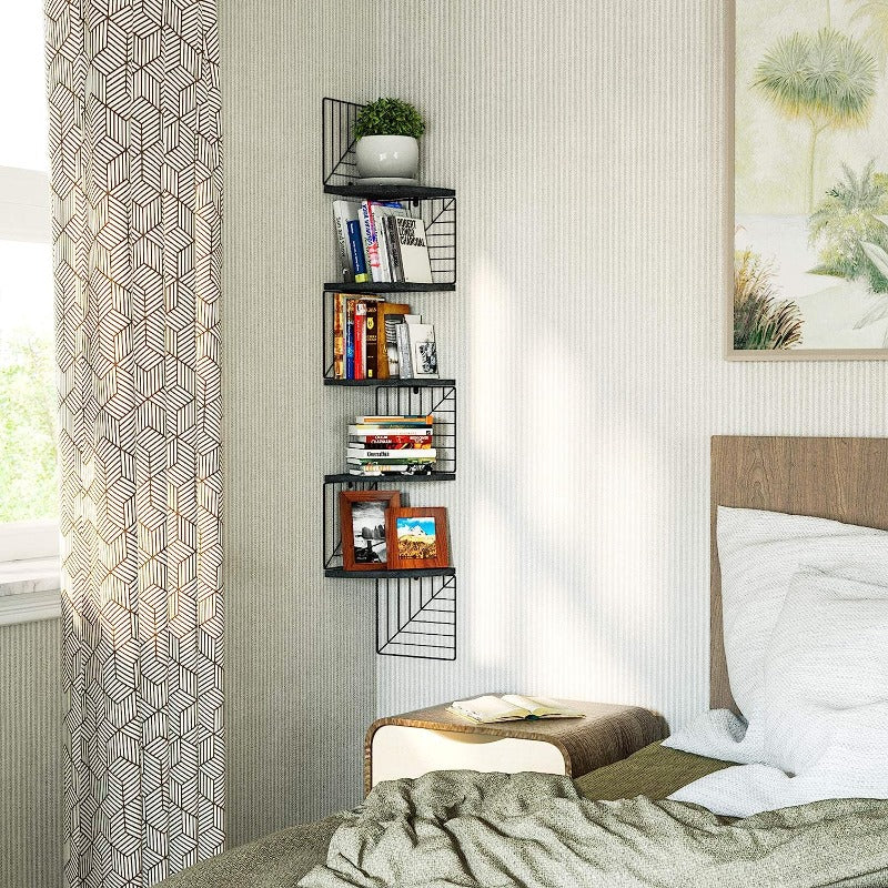 KANKEI Corner Shelf Wall Mount of 5 Tier Floating Shelves Wall Shelves