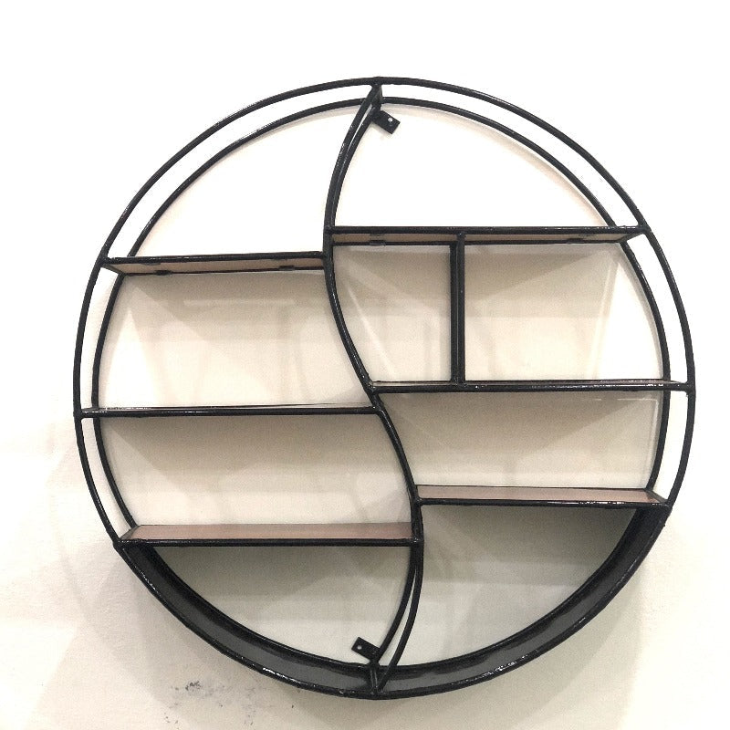 Wall-Mounted "YIN YANG" Metal Storage Floating Shelf Frame Decor