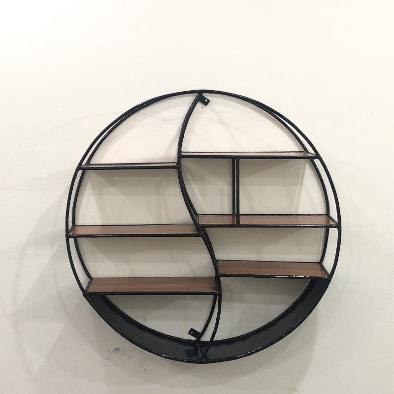 Wall-Mounted "YIN YANG" Metal Storage Floating Shelf Frame Decor
