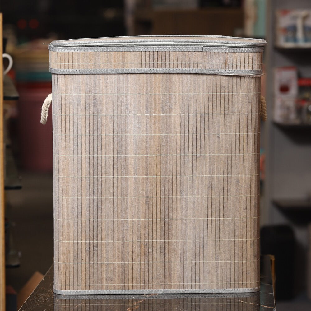 Cane Laundry Basket With Cover (S)-2