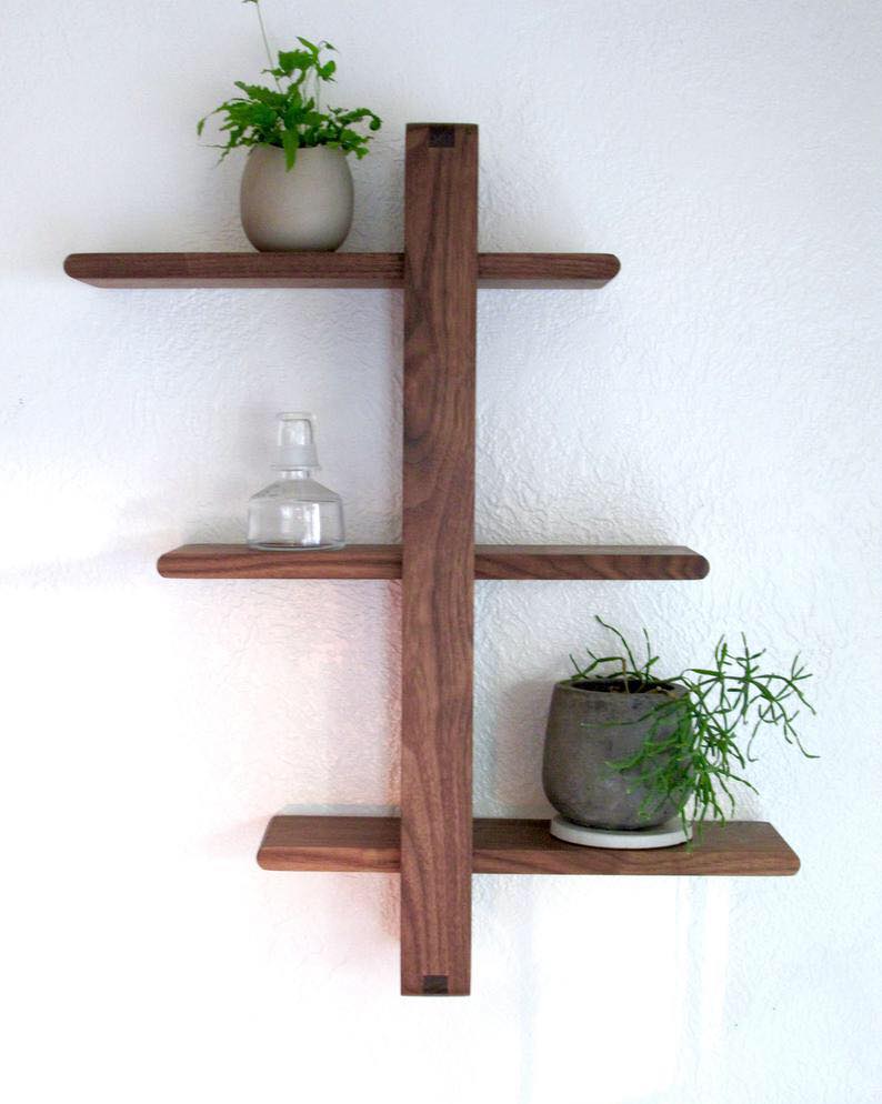 Wall Fitted Vintage Wooden Organizer Rack Shelf Decor