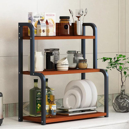 Mini Wooden & Metal Storage Shelf Rack