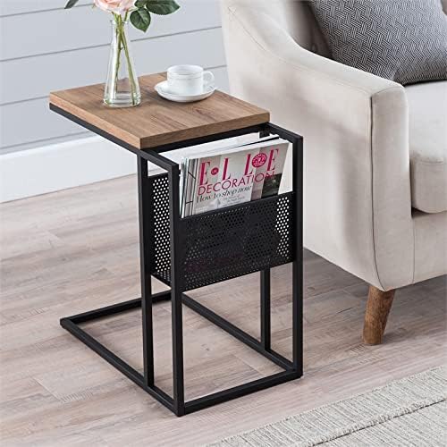 Henn & Hart Blackened Bronze and Rustic Side Table