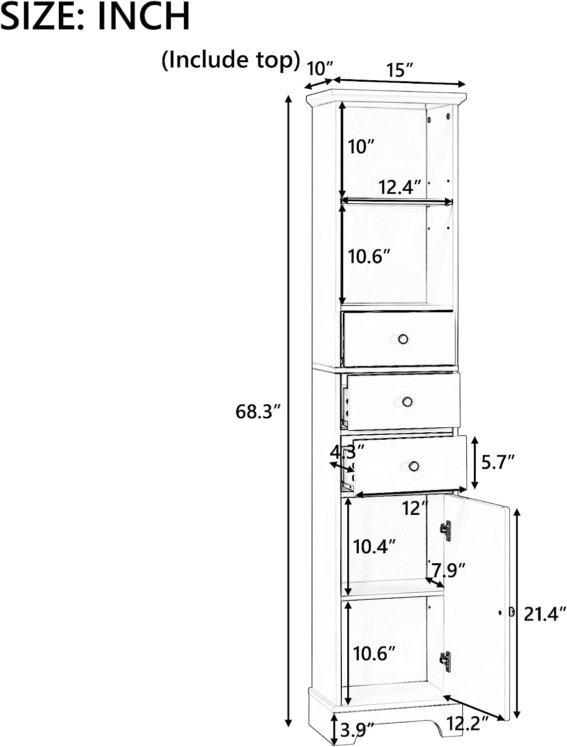 Merax Bathroom Cabinet Storage Shelf Tower