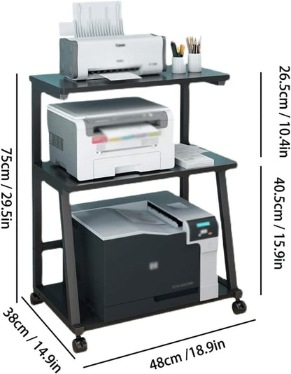 DAPERCI Portable Wooden Shelf Metal Frame Printer Cart