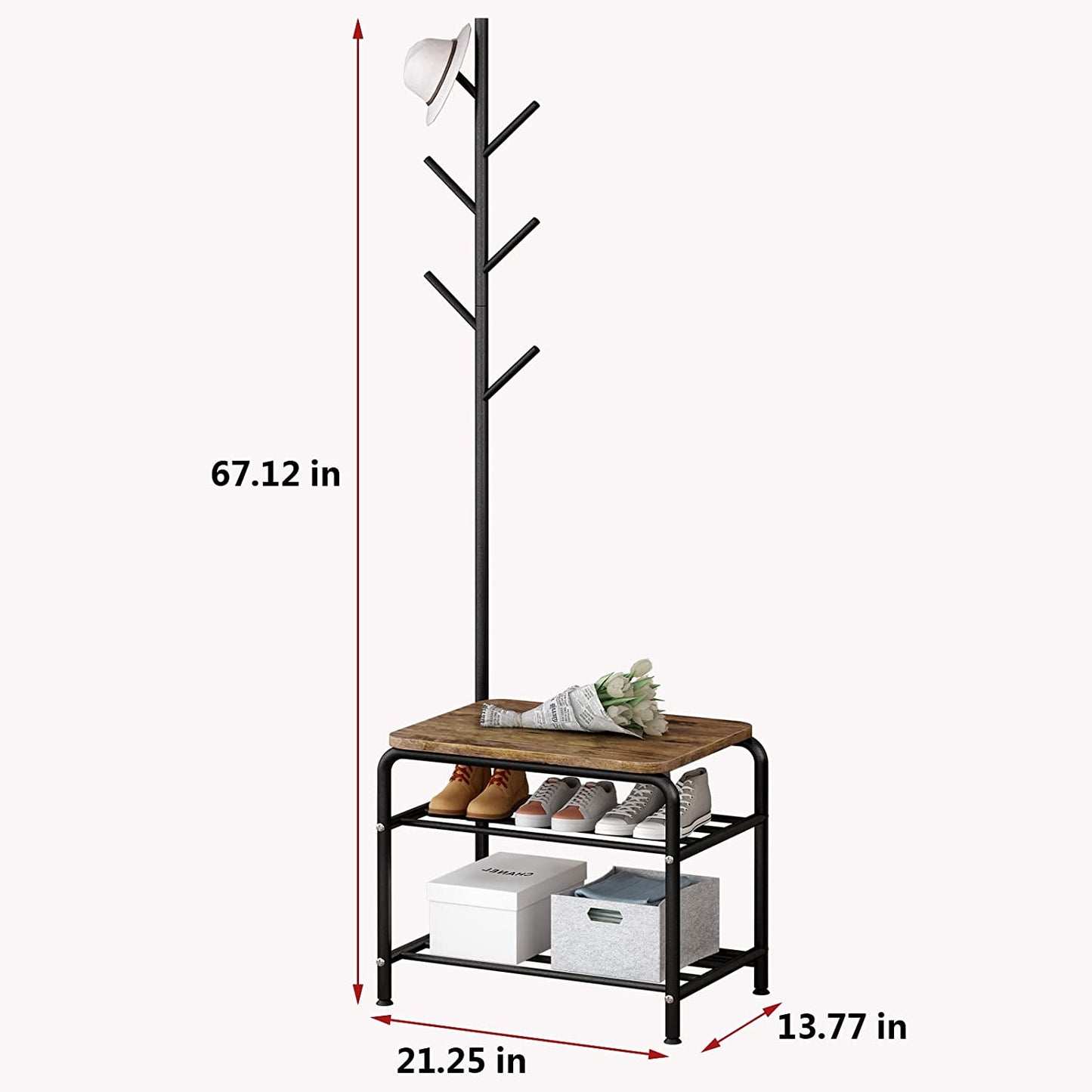 Out Bounds Industrial Coat Shoe Tree Entryway Living Bedroom Organizer Rack