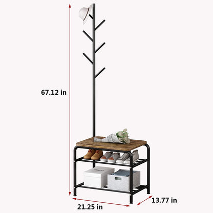 Out Bounds Industrial Coat Shoe Tree Entryway Living Bedroom Organizer Rack