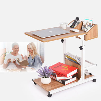 Movable Bed Side Computer Table With Wheels Storage Adjustable Table