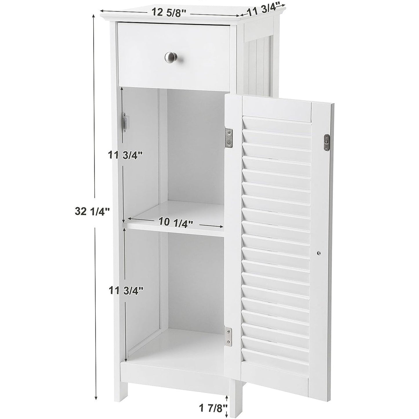 Shutter Bathroom Floor Cabinet Storage Organizer Tower Rack