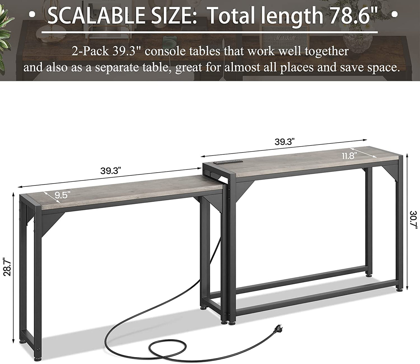 Amyove Nesting Console Narrow Long Entryway Table Pack of 2