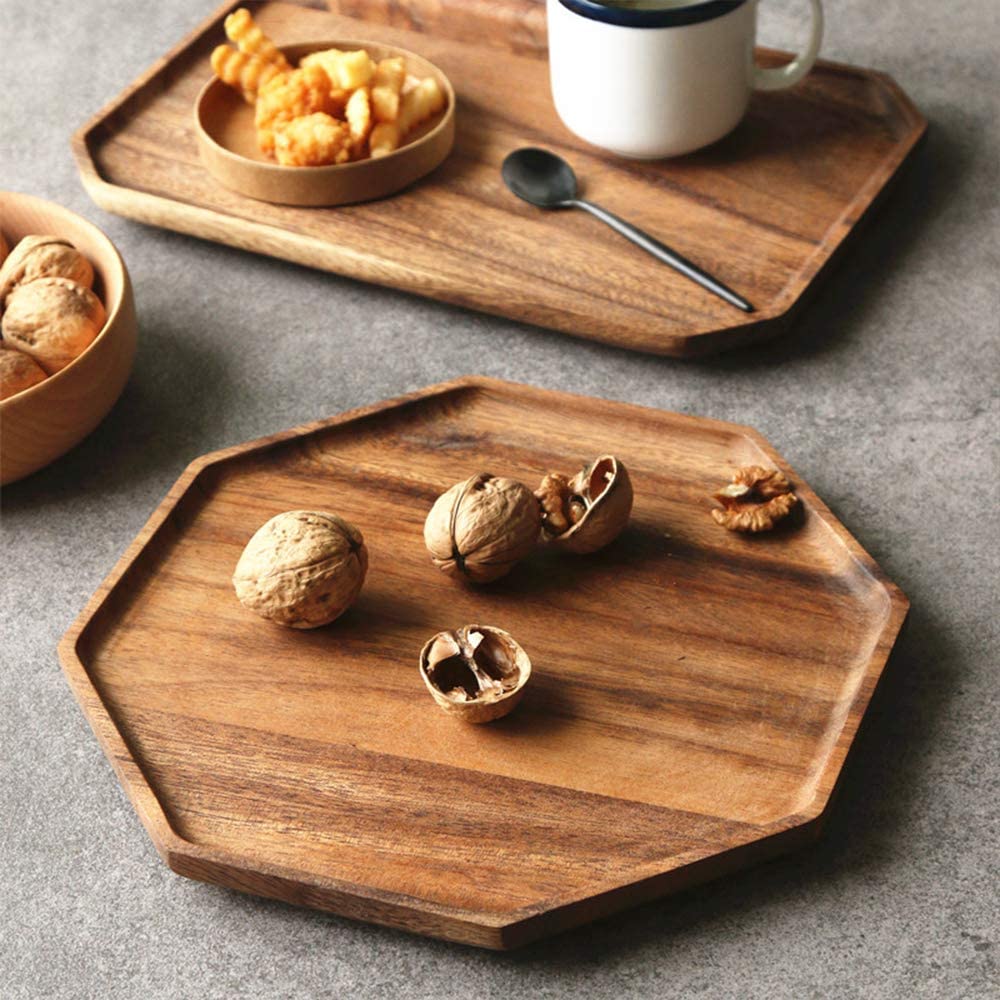 Renawe Octagon Wooden Platter Kitchen Serving Tray