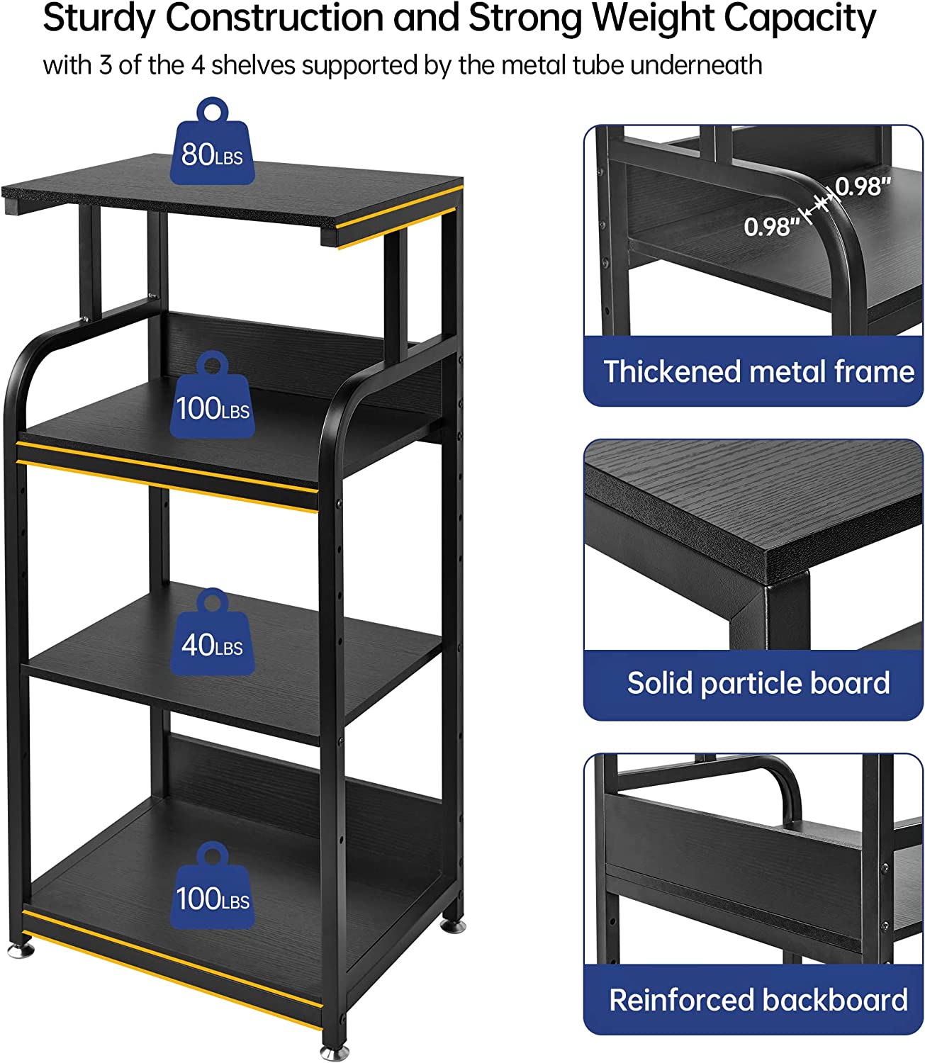 Printer Stand with Adjustable Storage Shelf, Large Tall Printer Table with Wheels