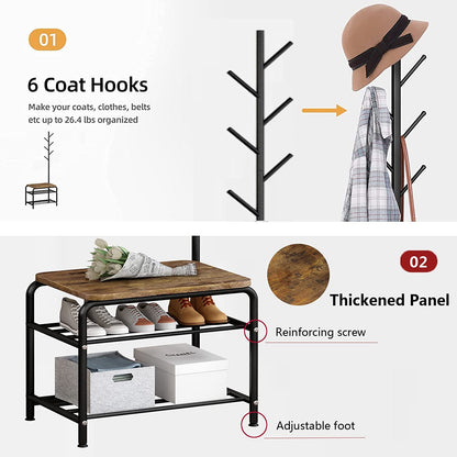 Out Bounds Industrial Coat Shoe Tree Entryway Living Bedroom Organizer Rack