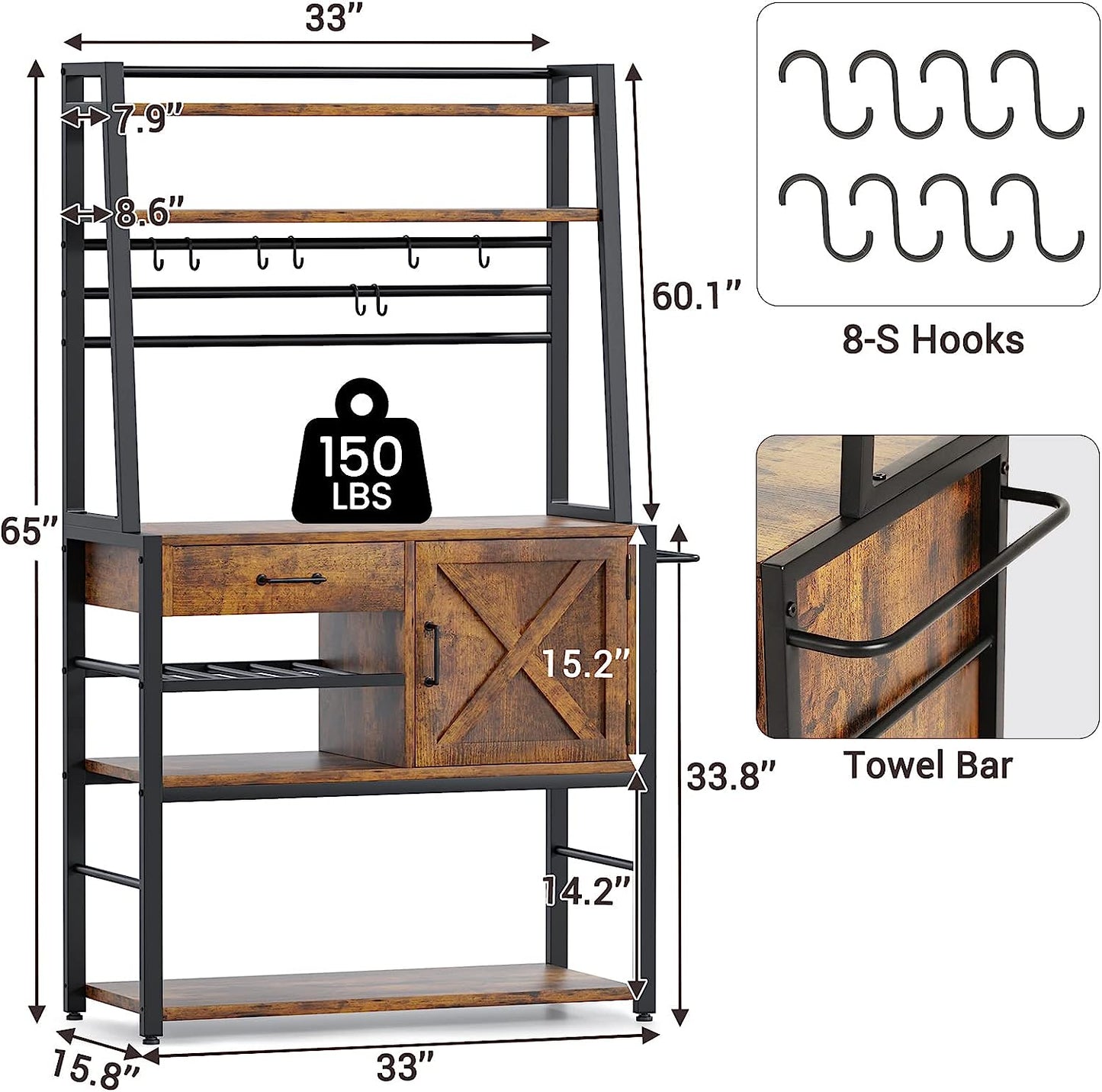 Itaar Baker's Rack Farmhouse Microwave Stand