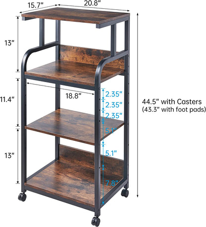 Printer Stand with Adjustable Storage Shelf, Large Tall Printer Table with Wheels