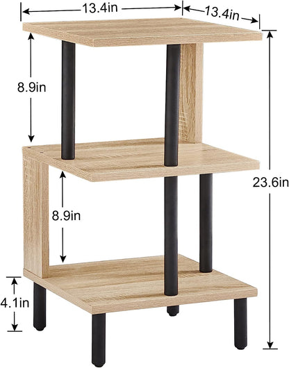 S-Shaped End Table with Storage Shelf