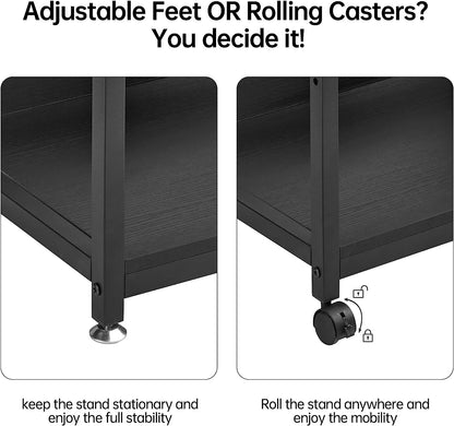 Printer Stand with Adjustable Storage Shelf, Large Tall Printer Table with Wheels