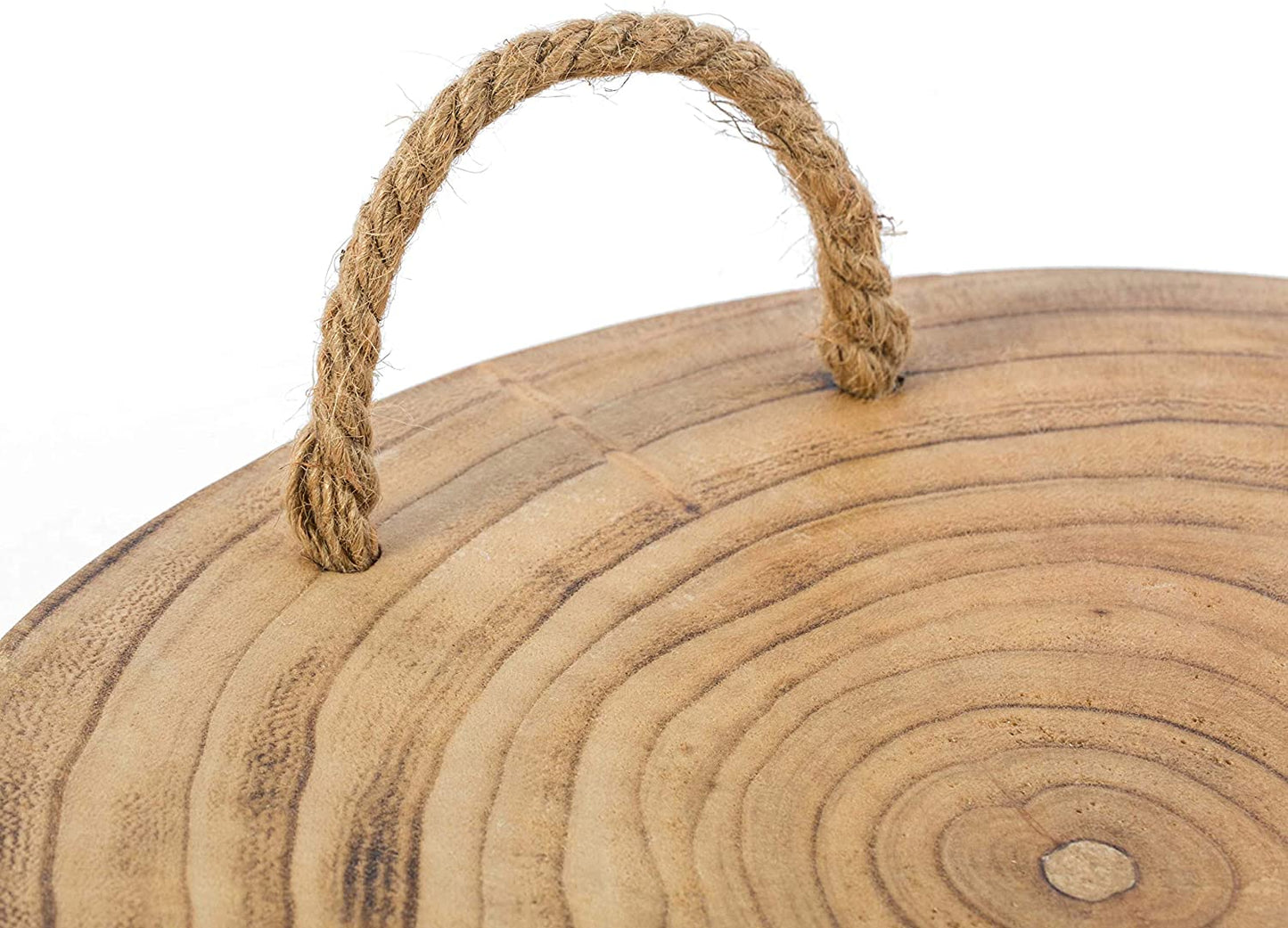 Wooden Log Serving Platter Tray with Rope Handles