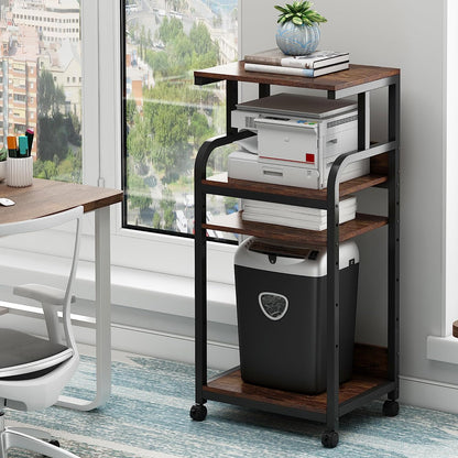 Printer Stand with Adjustable Storage Shelf, Large Tall Printer Table with Wheels