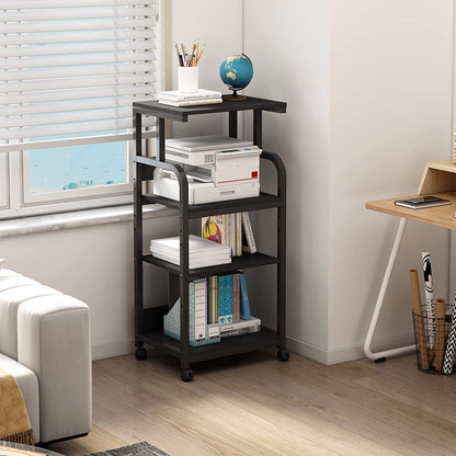 Printer Stand with Adjustable Storage Shelf, Large Tall Printer Table with Wheels