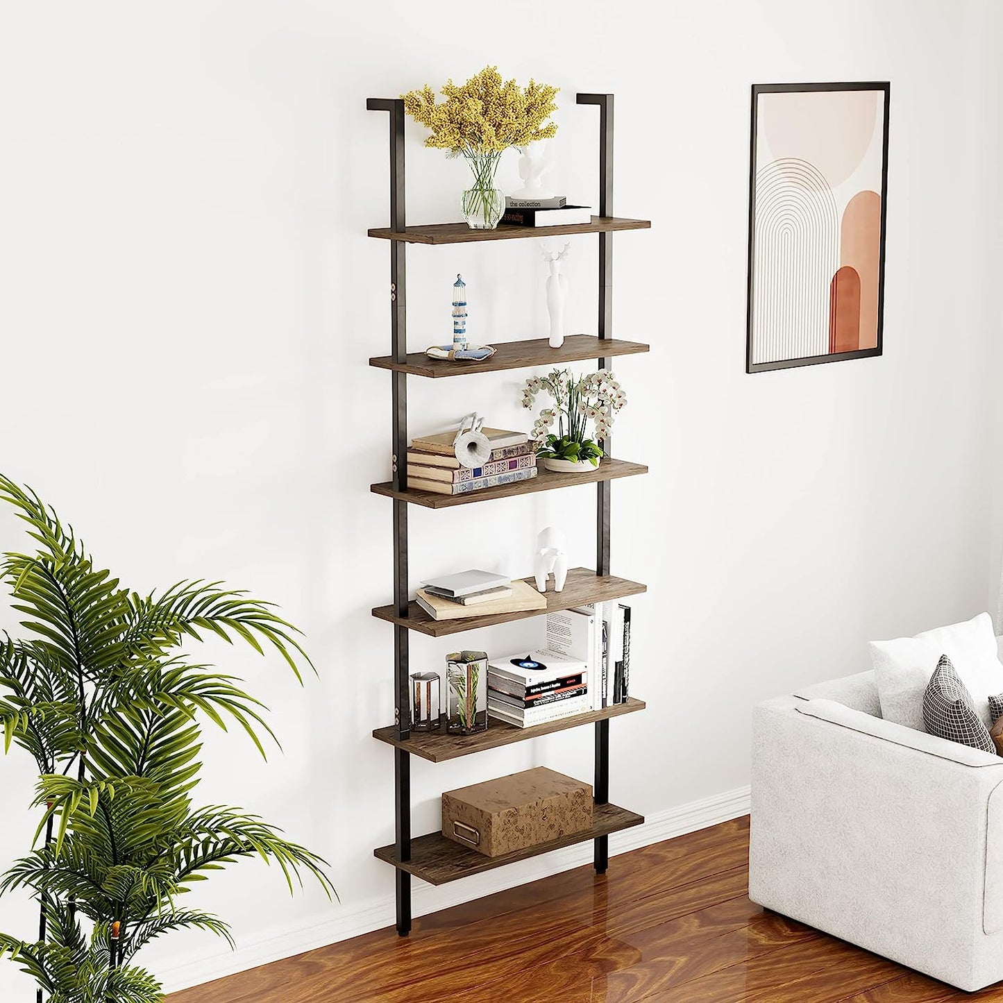 Open Tall Wall Mount book case Standing Leaning Wall Shelfs