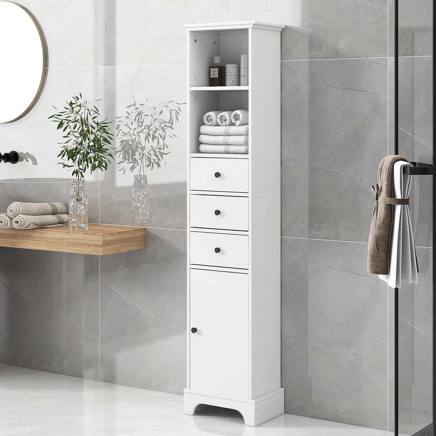 Merax Bathroom Cabinet Storage Shelf Tower