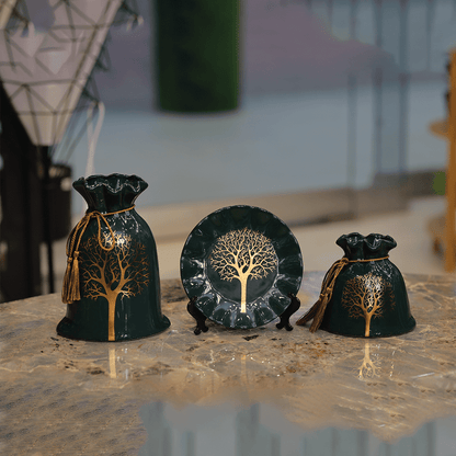 Golden Tree Ceramic Vase 3 Pcs