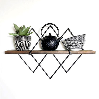 Geometric Diamond Wall Mounted Metal Floating Organizer Shelf