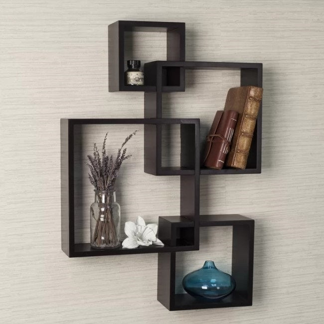 Espresso Square Living Lounge Bedroom Floating Shelf Decor