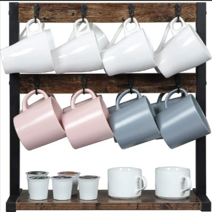 Rustic Tea Cup Organizer Rack