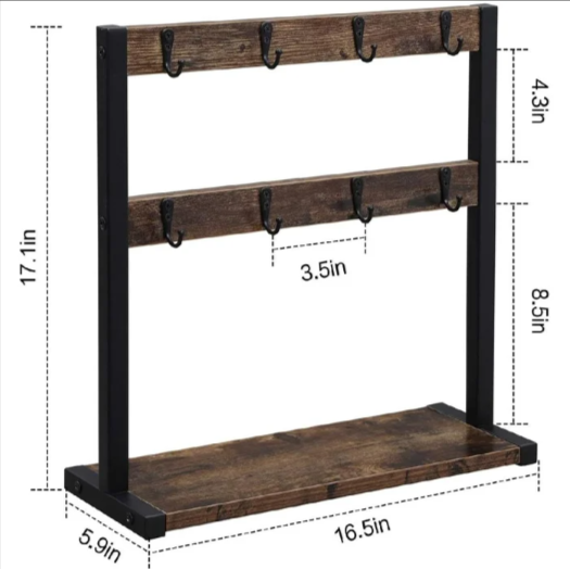 Rustic Tea Cup Organizer Rack