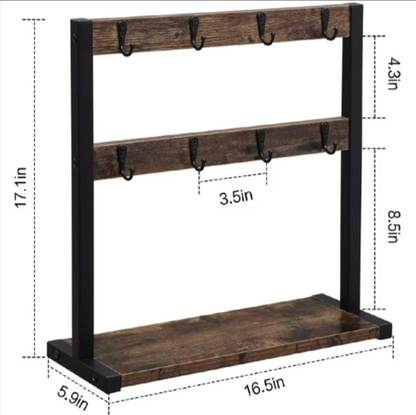 Rustic Tea Cup Organizer Rack