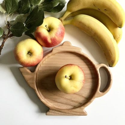 Teapot Wooden Kitchen Serving Tray