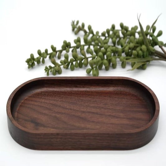 Oval Gazed Wooden Kitchen Serving Tray