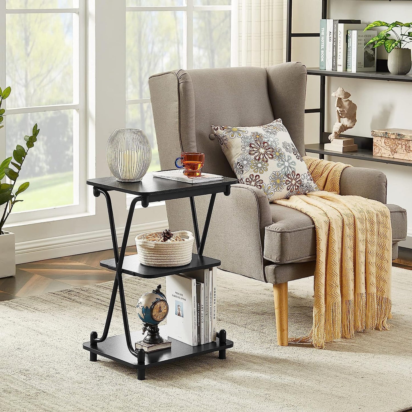 X-Shape Open Storage and Design Metal Frame, Stand for Living Room