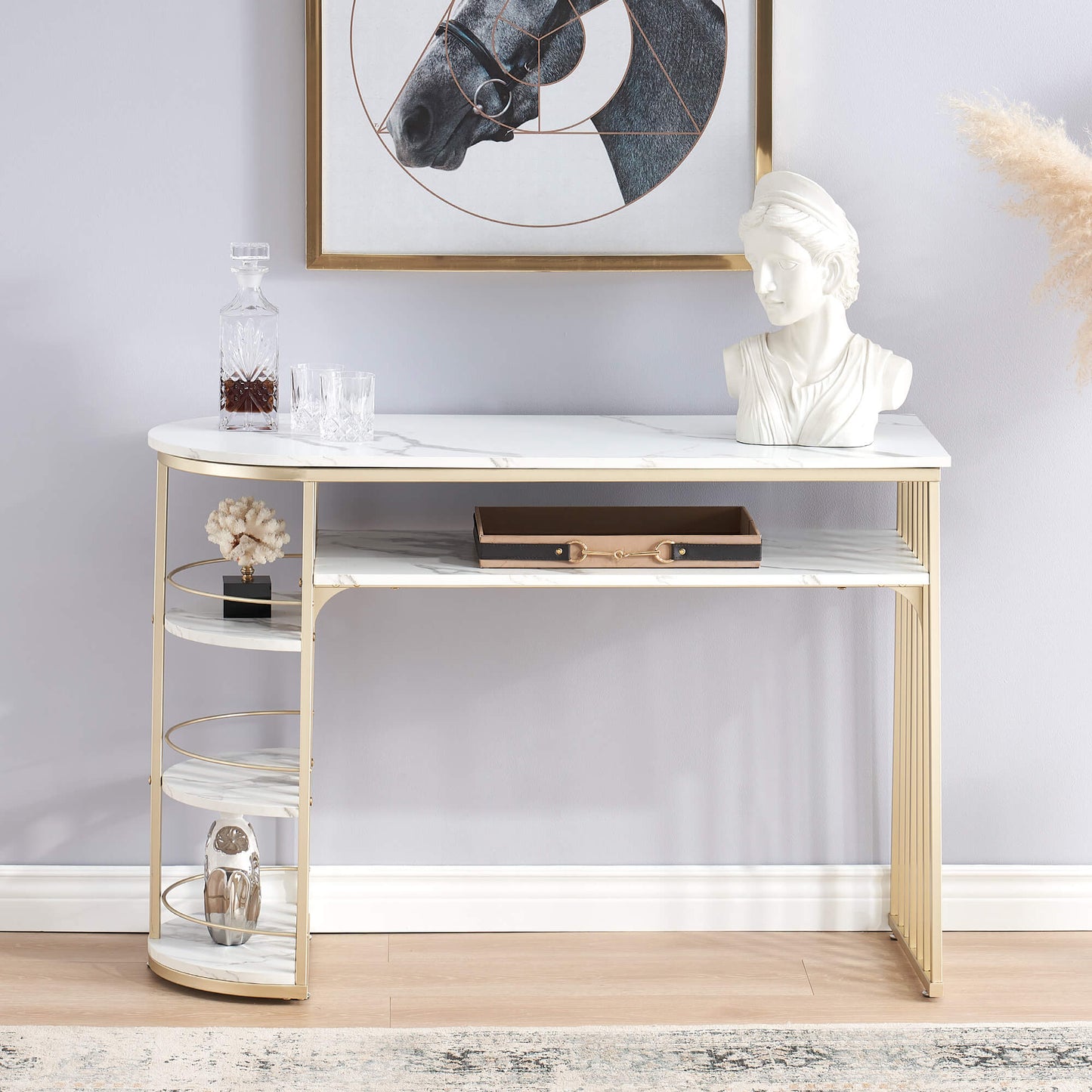 Vinita Console Table for Entryway Gold Entryway Table with Storage