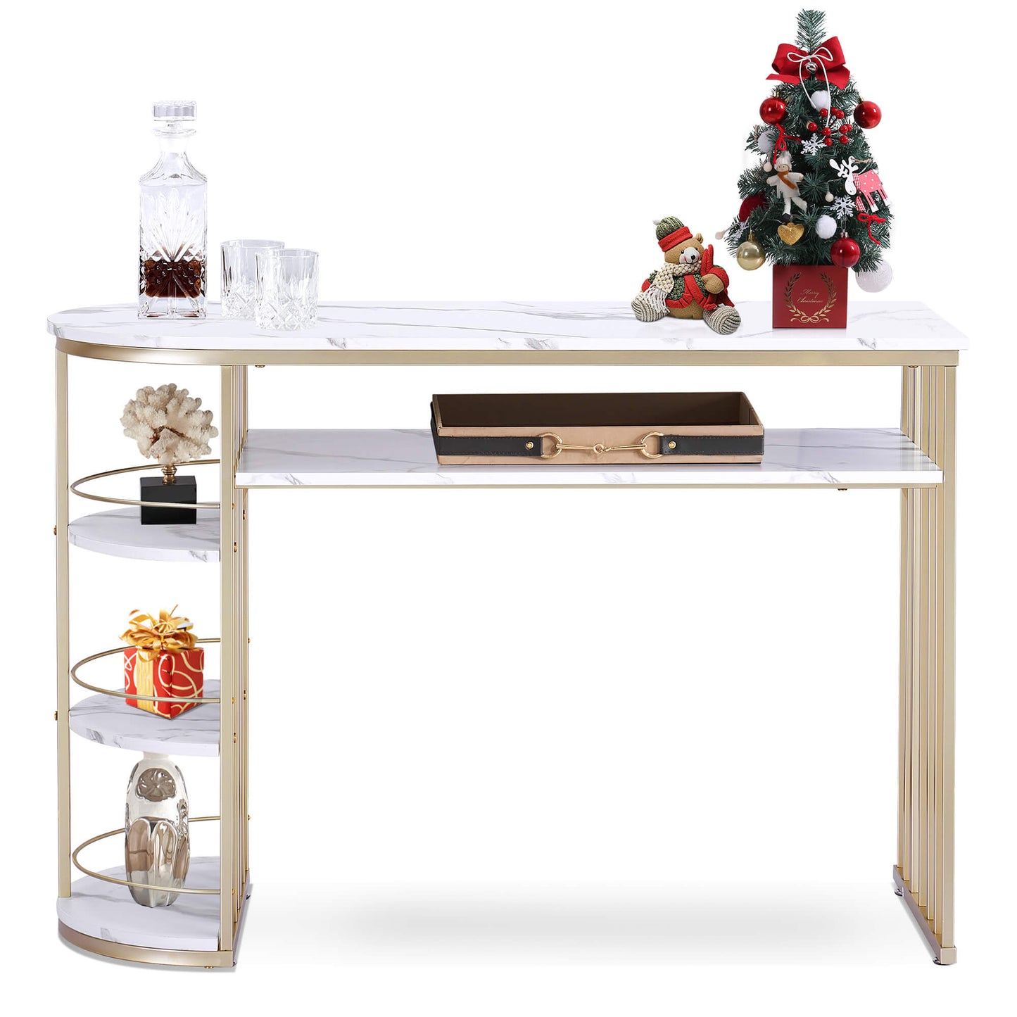 Vinita Console Table for Entryway Gold Entryway Table with Storage