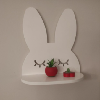 Shy Rabbit Girls Kids Bedroom Floating Organizer Shelf Decor