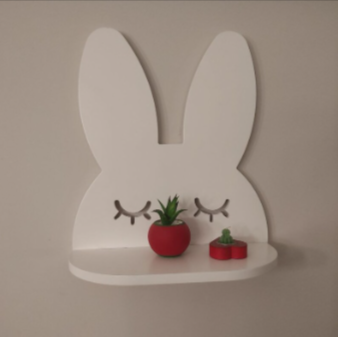 Shy Rabbit Girls Kids Bedroom Floating Organizer Shelf Decor