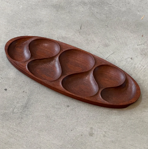 Danish Teak Solid Wood Snack Guest Kitchen Serving Tray